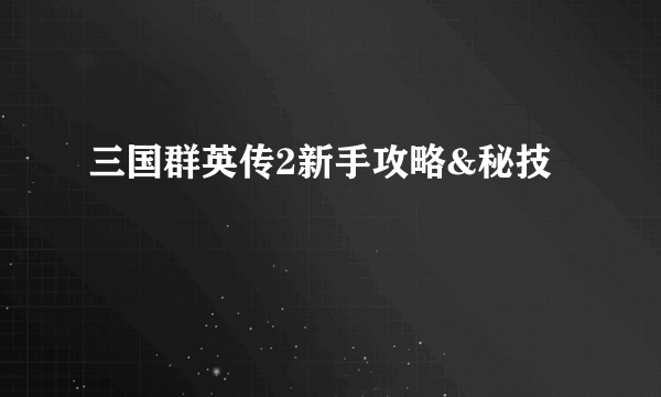 三国群英传2新手攻略&秘技