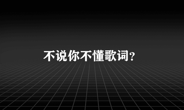 不说你不懂歌词？