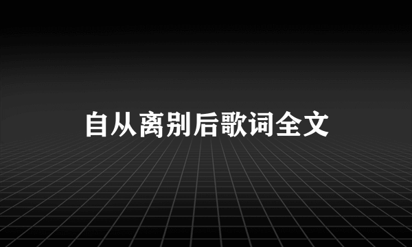 自从离别后歌词全文