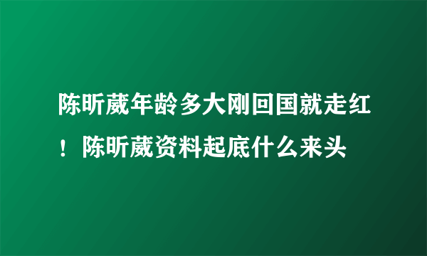 陈昕葳年龄多大刚回国就走红！陈昕葳资料起底什么来头