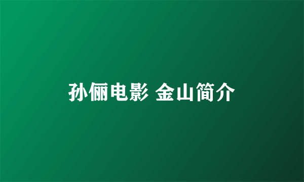 孙俪电影 金山简介