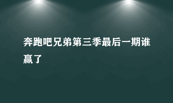 奔跑吧兄弟第三季最后一期谁赢了