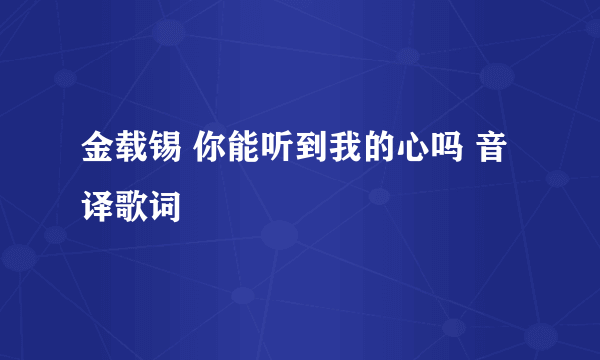 金载锡 你能听到我的心吗 音译歌词