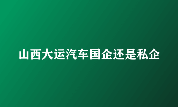 山西大运汽车国企还是私企
