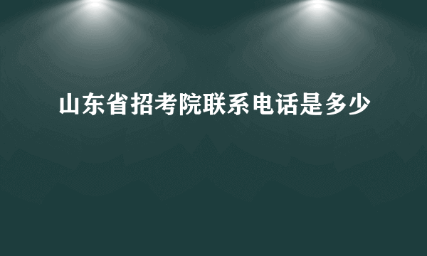 山东省招考院联系电话是多少
