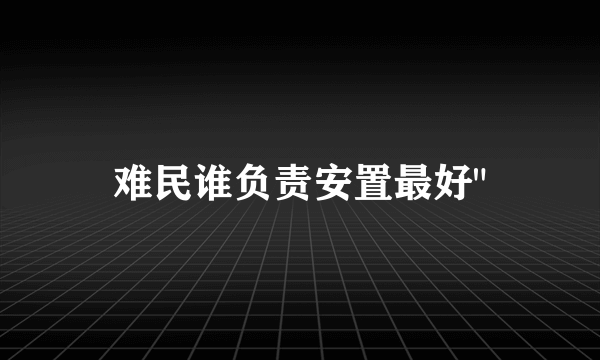 难民谁负责安置最好