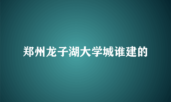 郑州龙子湖大学城谁建的
