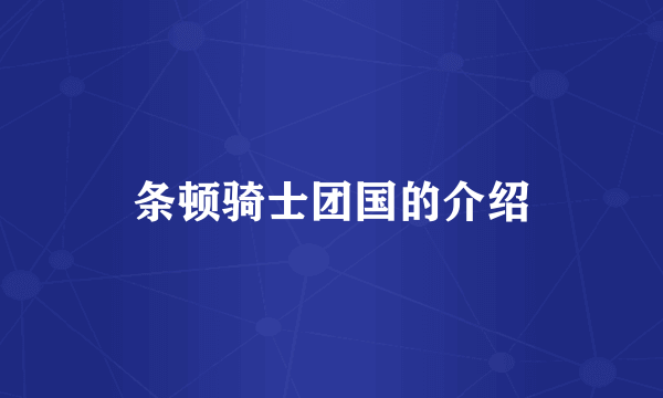 条顿骑士团国的介绍