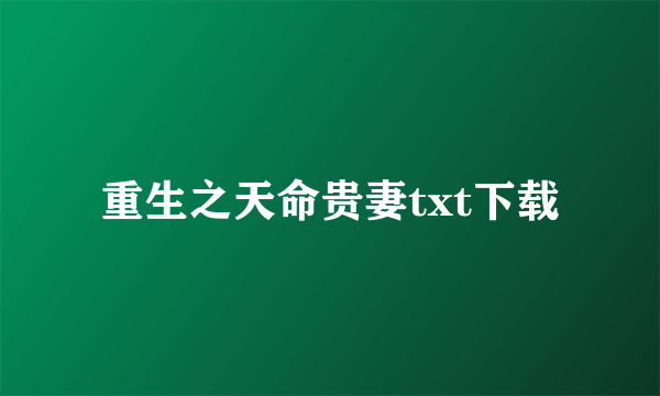 重生之天命贵妻txt下载