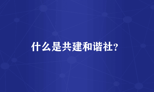 什么是共建和谐社？