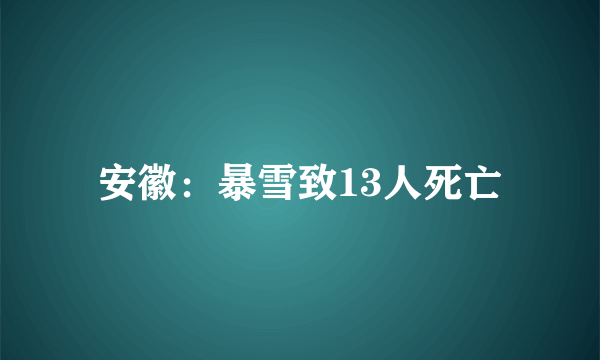 安徽：暴雪致13人死亡