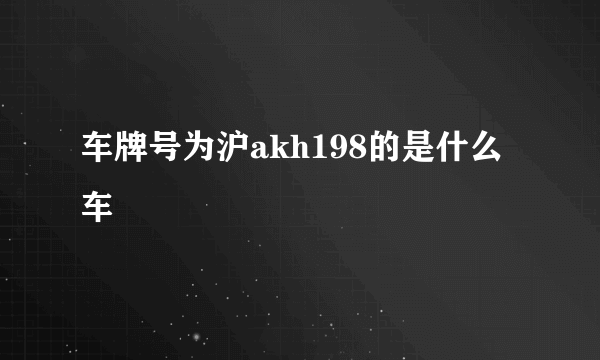 车牌号为沪akh198的是什么车