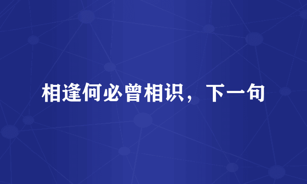 相逢何必曾相识，下一句