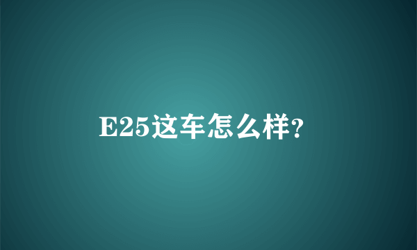 E25这车怎么样？