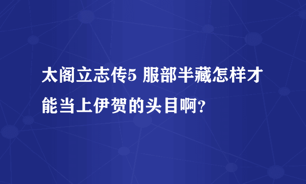 太阁立志传5 服部半藏怎样才能当上伊贺的头目啊？