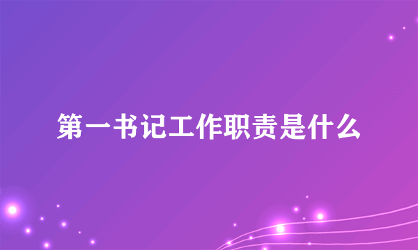 第一书记工作职责是什么