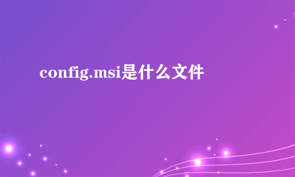 config.msi是什么文件