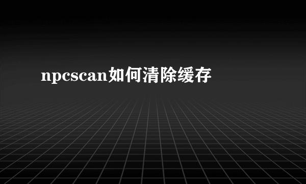 npcscan如何清除缓存