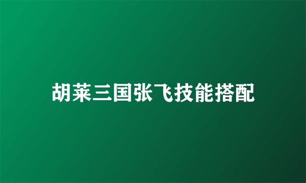 胡莱三国张飞技能搭配