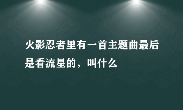 火影忍者里有一首主题曲最后是看流星的，叫什么