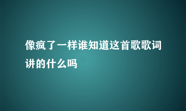 像疯了一样谁知道这首歌歌词讲的什么吗