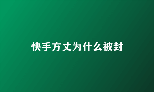 快手方丈为什么被封