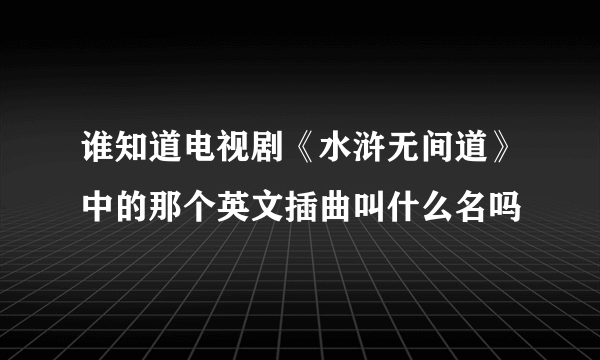 谁知道电视剧《水浒无间道》中的那个英文插曲叫什么名吗