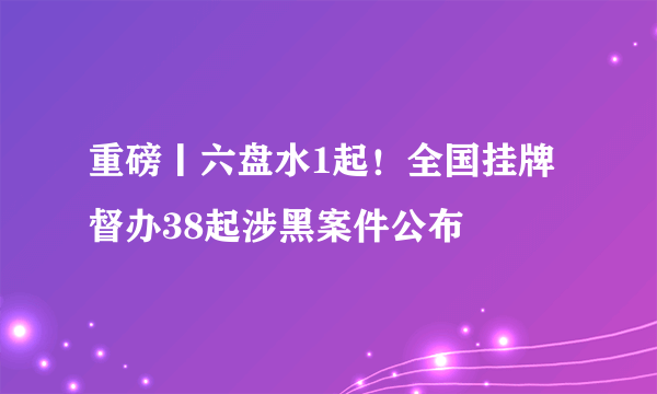 重磅丨六盘水1起！全国挂牌督办38起涉黑案件公布