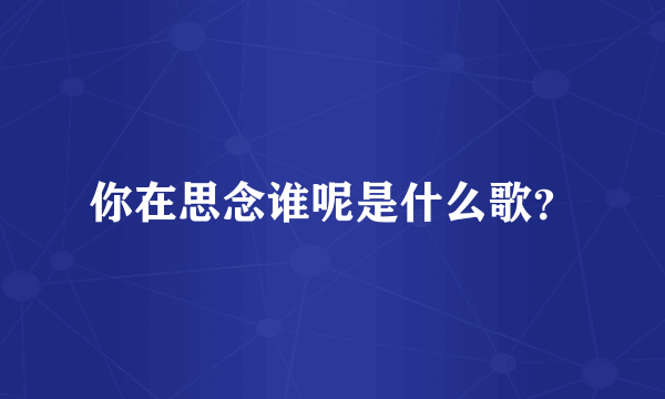 你在思念谁呢是什么歌？
