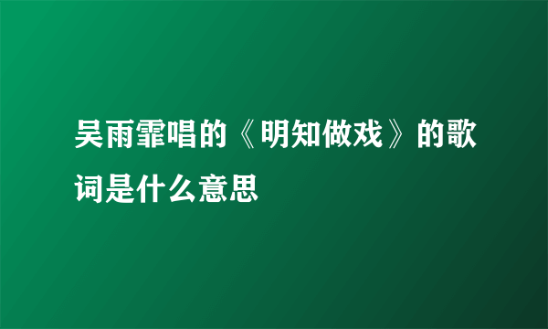 吴雨霏唱的《明知做戏》的歌词是什么意思