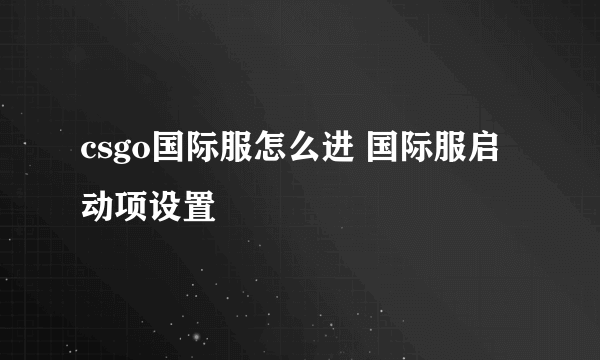 csgo国际服怎么进 国际服启动项设置