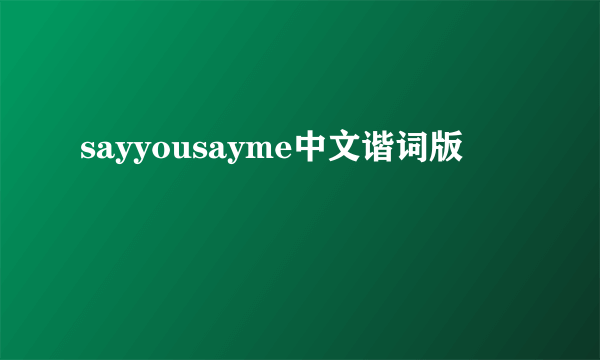 sayyousayme中文谐词版