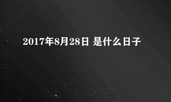 2017年8月28日 是什么日子