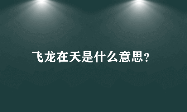 飞龙在天是什么意思？