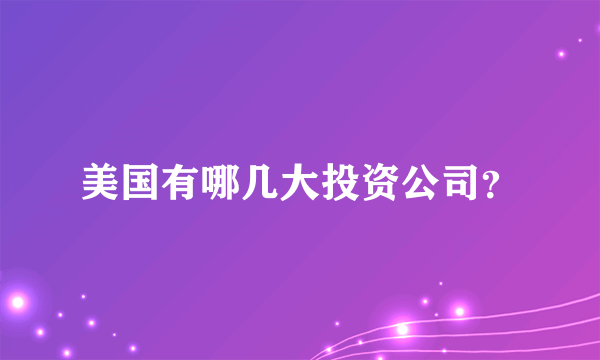 美国有哪几大投资公司？