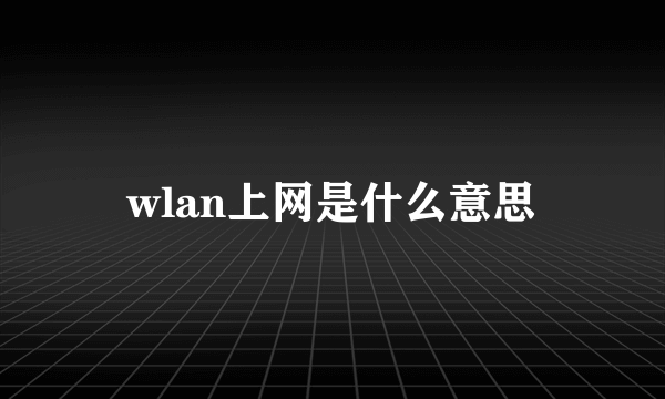wlan上网是什么意思