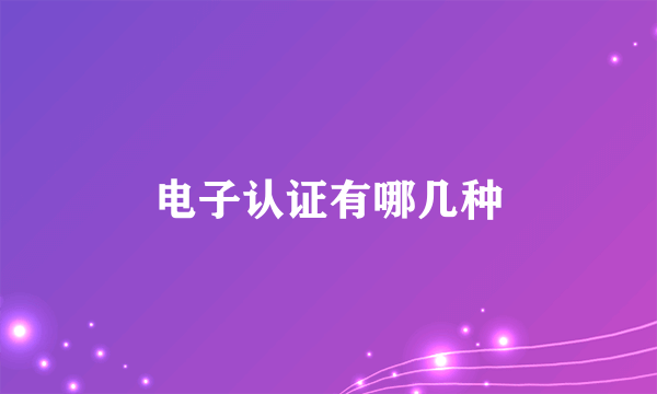电子认证有哪几种