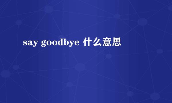 say goodbye 什么意思