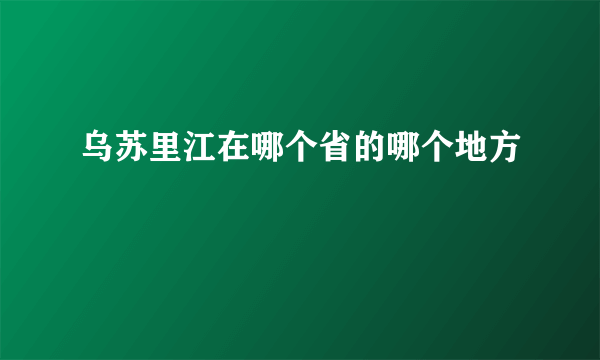 乌苏里江在哪个省的哪个地方