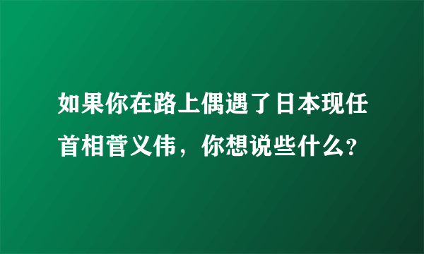如果你在路上偶遇了日本现任首相菅义伟，你想说些什么？