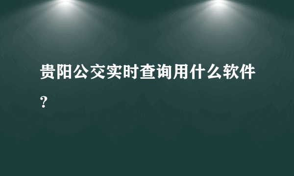 贵阳公交实时查询用什么软件？
