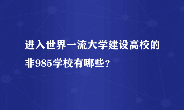 进入世界一流大学建设高校的非985学校有哪些？