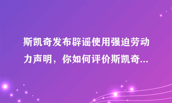 斯凯奇发布辟谣使用强迫劳动力声明，你如何评价斯凯奇的做法？