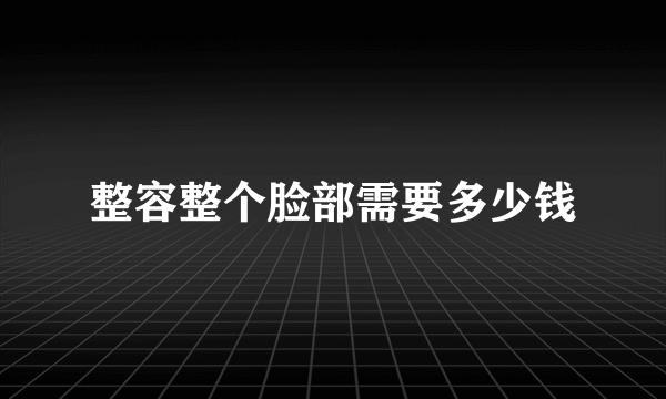 整容整个脸部需要多少钱