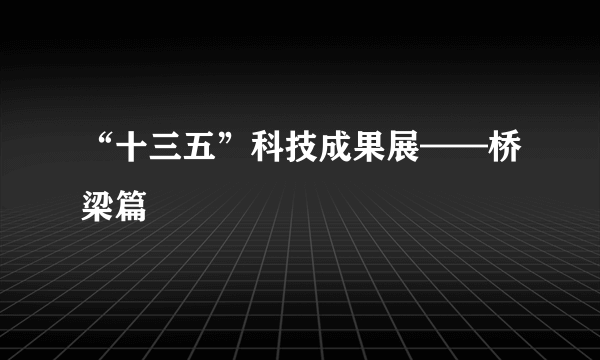 “十三五”科技成果展——桥梁篇