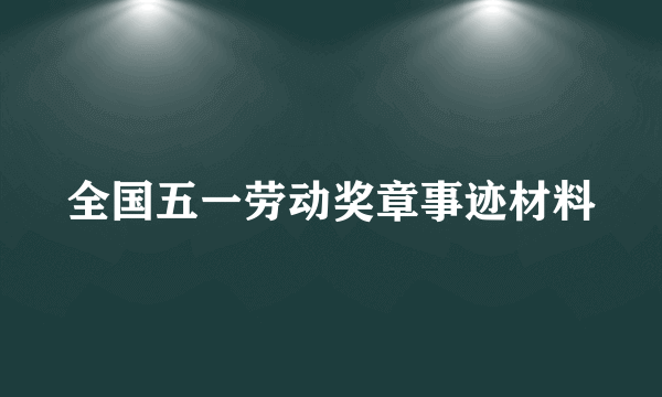 全国五一劳动奖章事迹材料