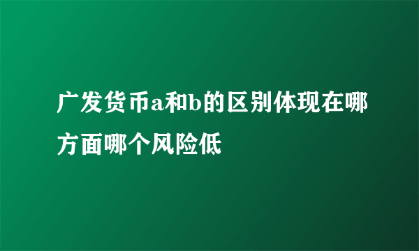 广发货币a和b的区别体现在哪方面哪个风险低
