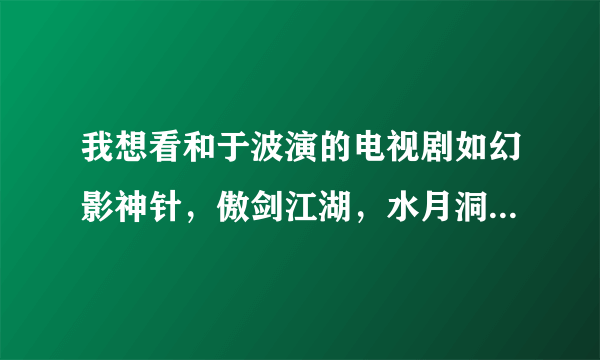 我想看和于波演的电视剧如幻影神针，傲剑江湖，水月洞天这样的电视剧，同类型的也行啊