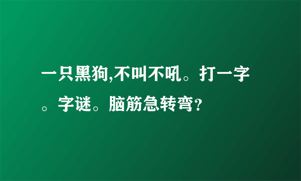 一只黑狗,不叫不吼。打一字。字谜。脑筋急转弯？
