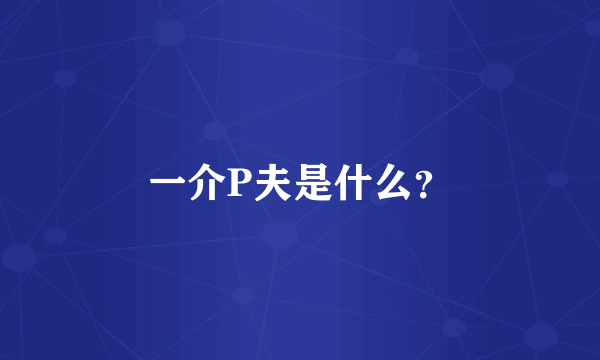一介P夫是什么？